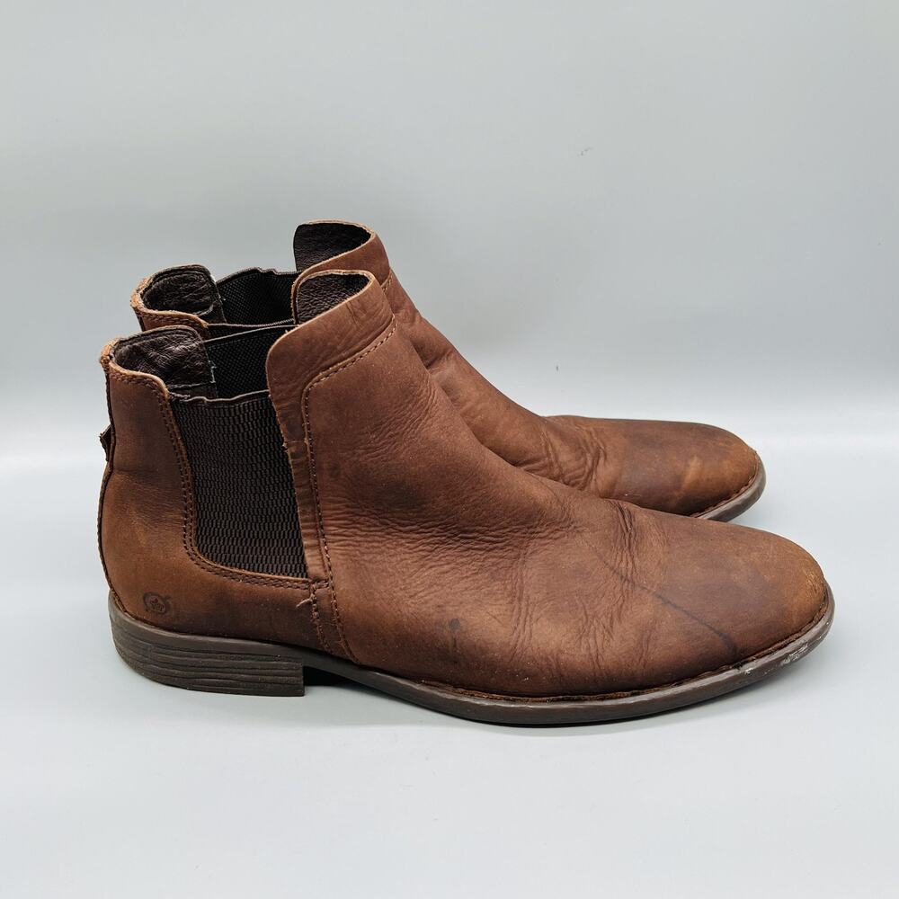 Børn Boots Mens 14 Brown Leather Chelsea Ankle Pull On Slip Resistant Shoes